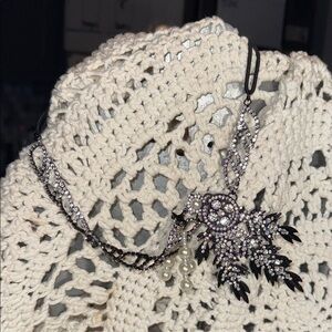 Elegant Black and Silver Floral Headband